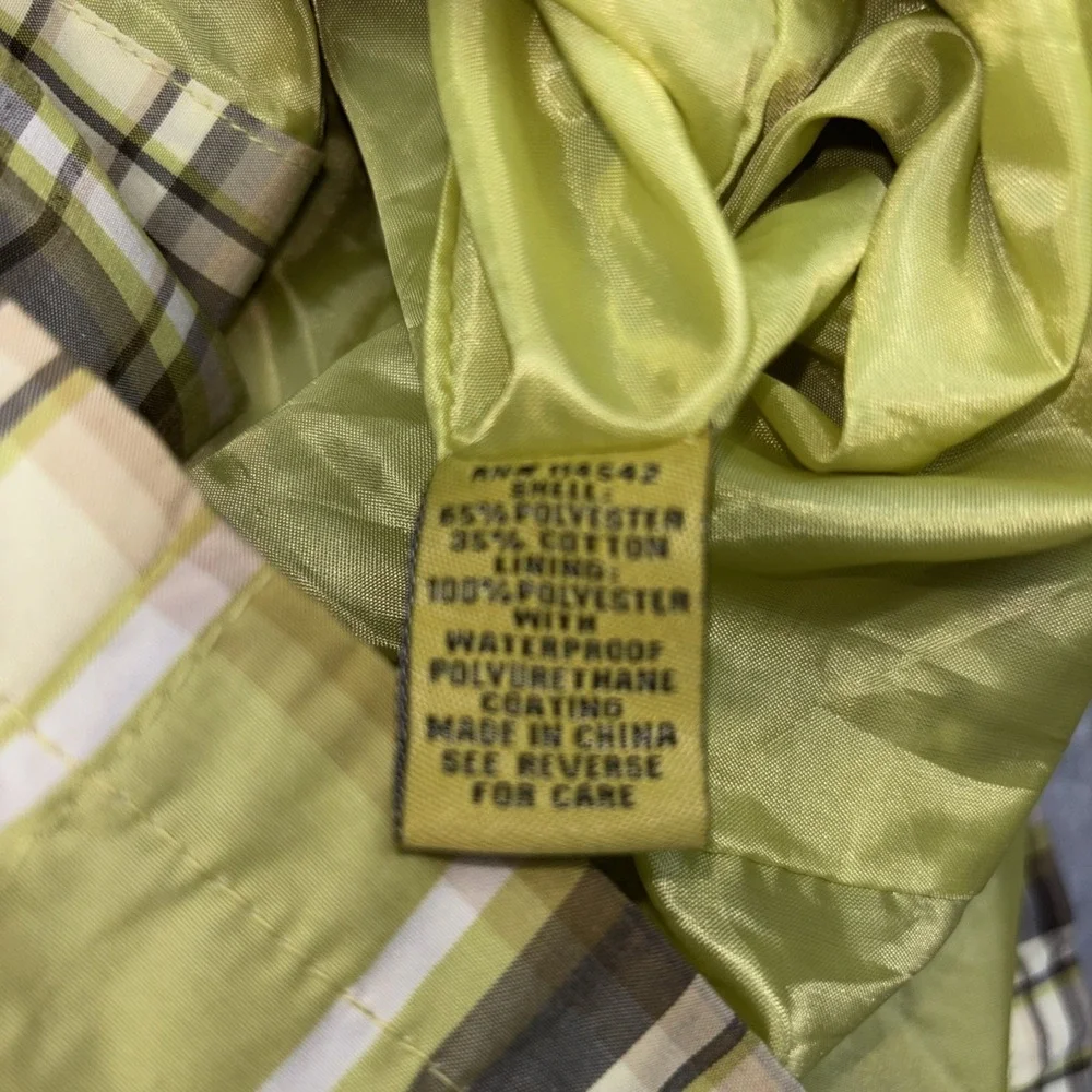JouJou Lime Green/Greys/Olive Green Plaid Double Breasted Jacket No Belt Lg